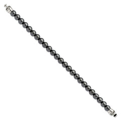 Sterling Silver Reflections 8mm Hematite Beaded 8in Bracelet/Bead not included, sold seperately