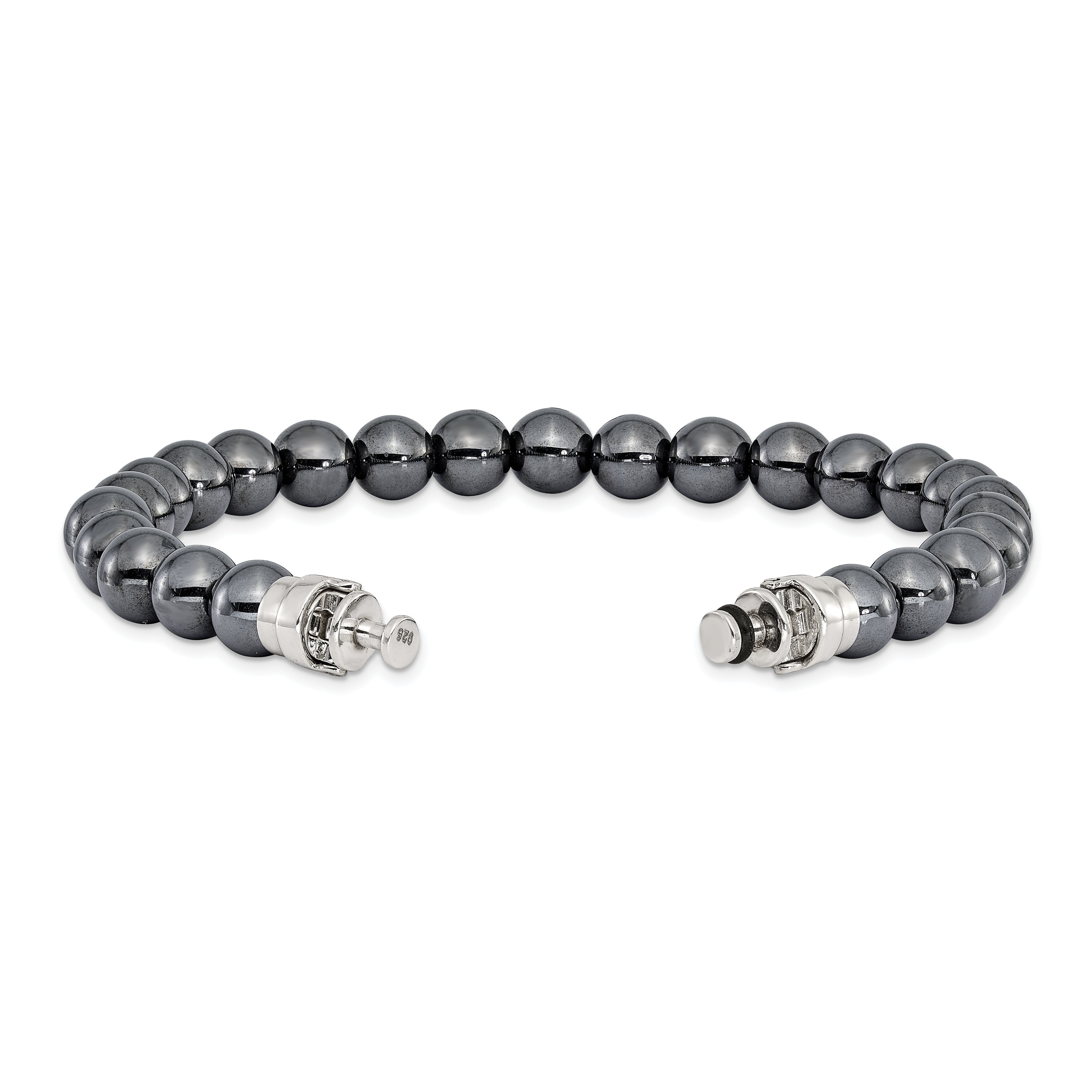 Sterling Silver Reflections 8mm Hematite Beaded 8.5in Bracelet/Bead not included, sold seperately