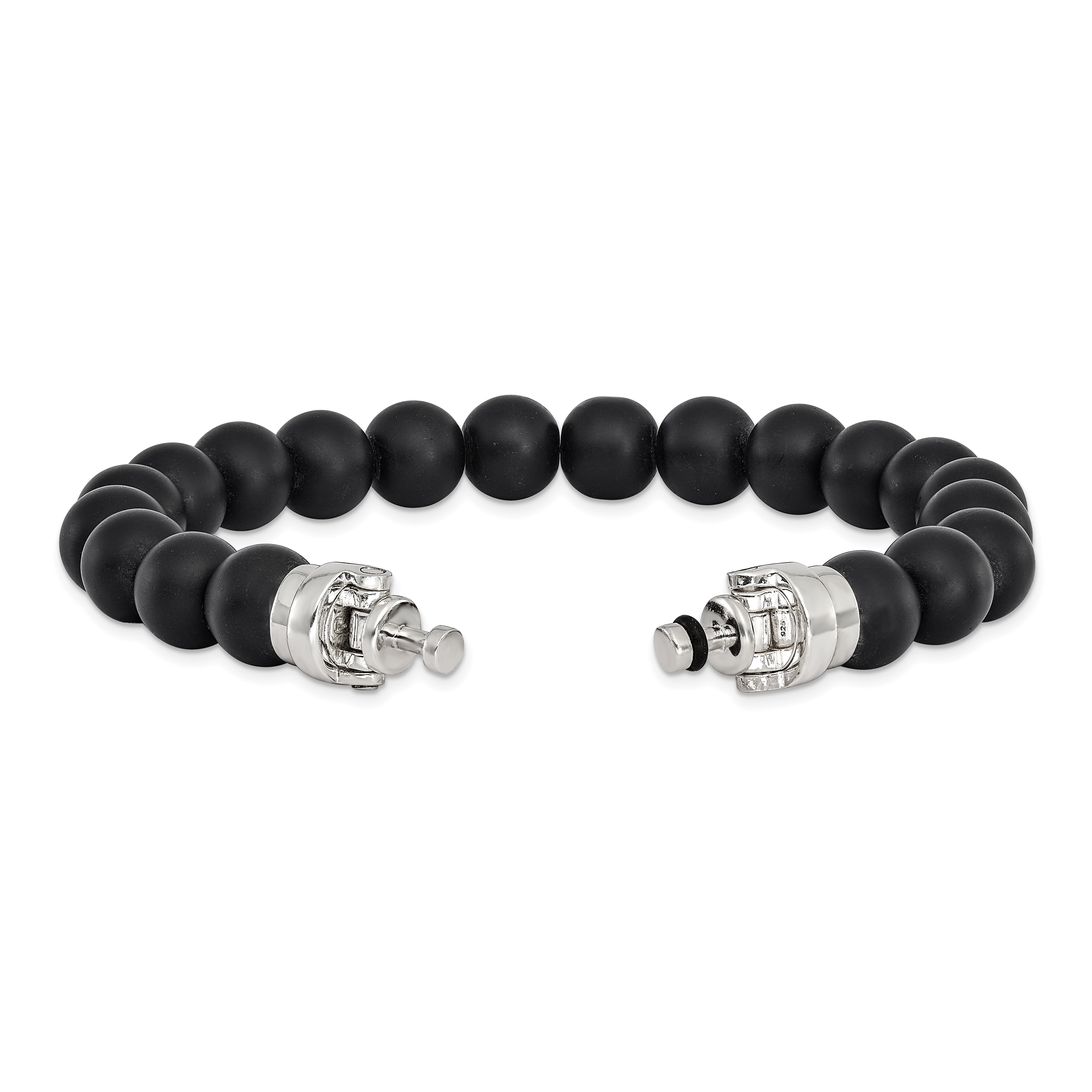 Sterling Silver Reflections 10mm Matte Black Onyx Beaded 8.5in Bracelet/Bead not included, sold seperately
