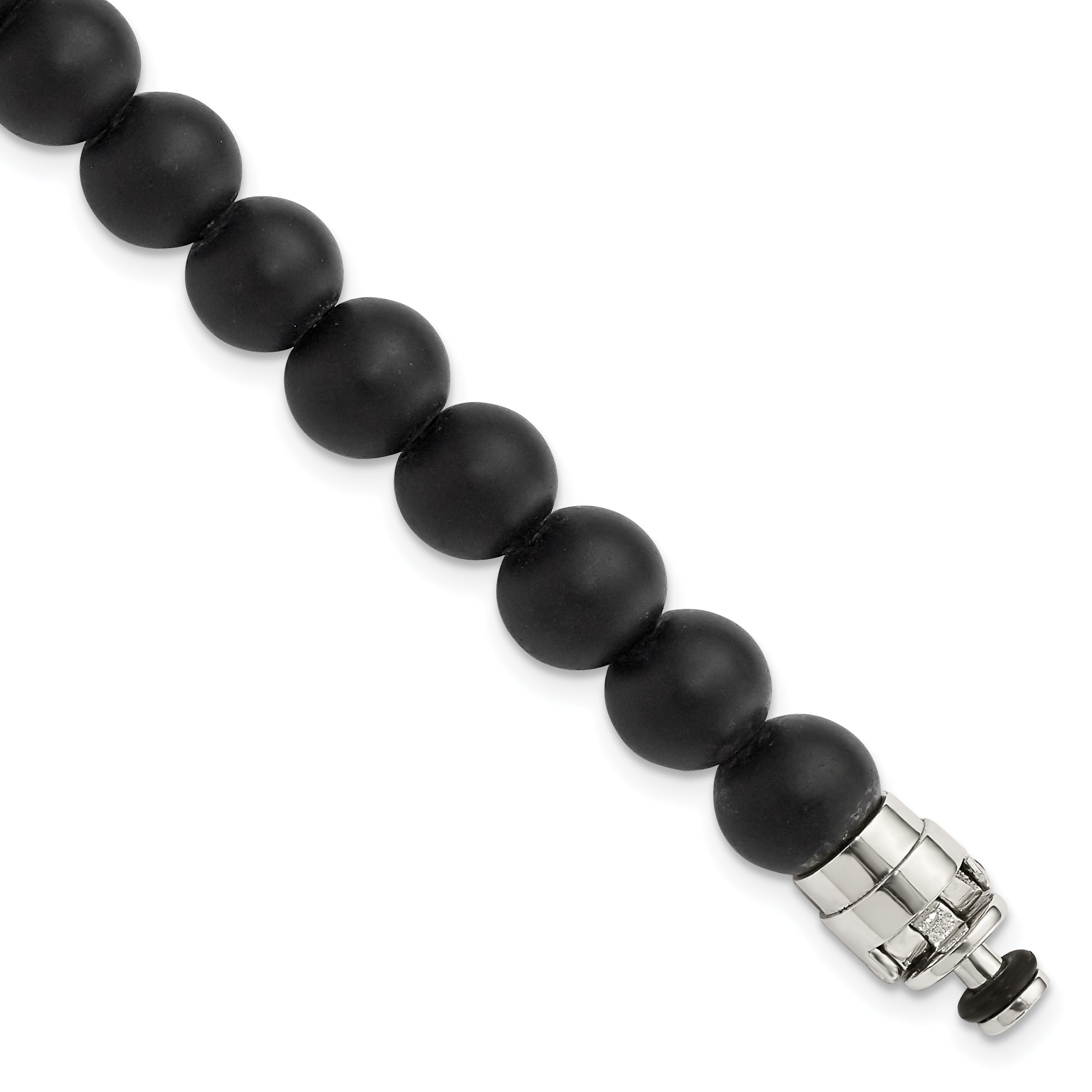 Sterling Silver Reflections 8mm Matte Black Onyx Beaded 8.5in Bracelet/Bead not included, sold seperately