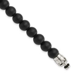 Sterling Silver Reflections 8mm Matte Black Onyx Beaded 8.5in Bracelet/Bead not included, sold seperately