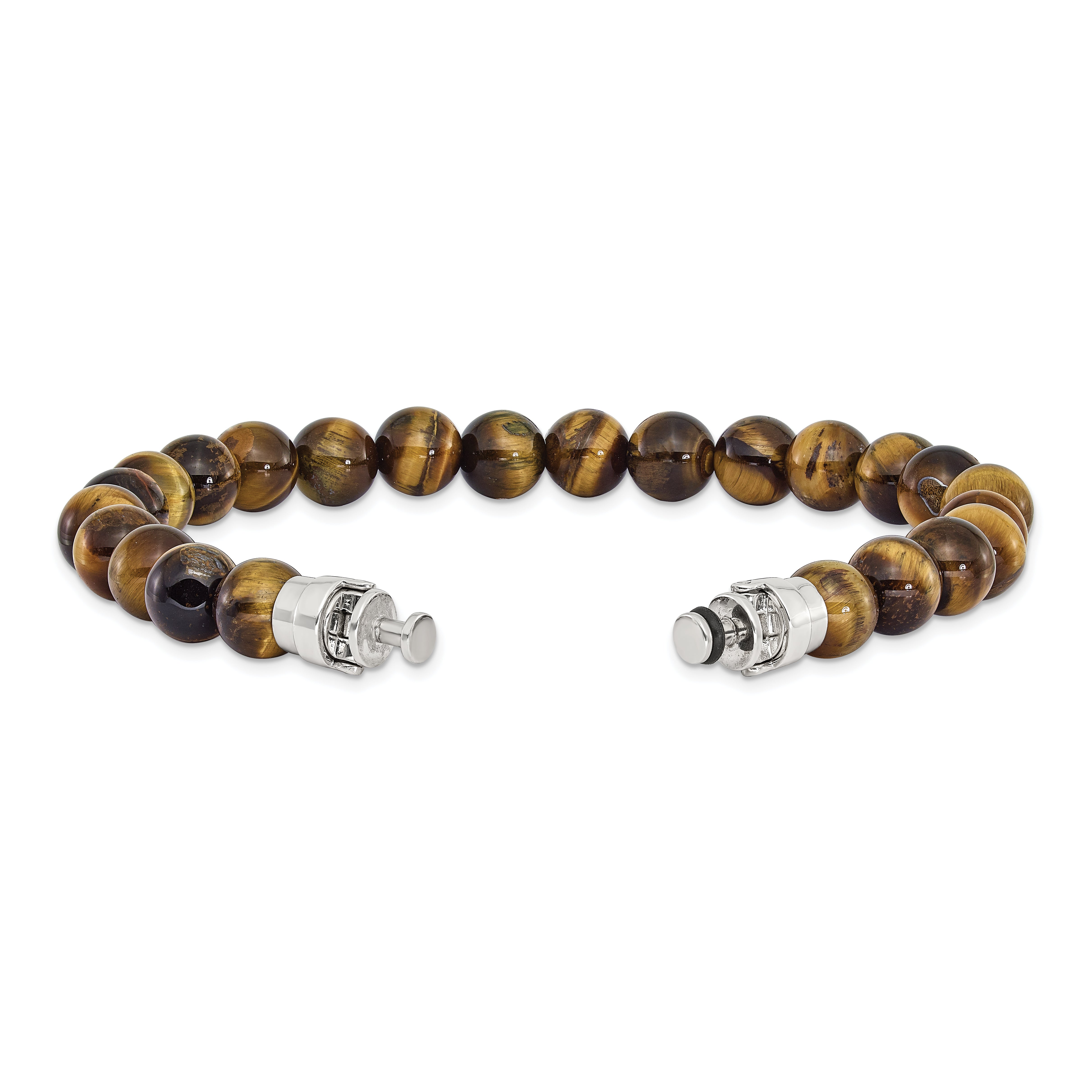 Sterling Silver Reflections 8mm Tigers Eye Beaded 8.5in Bracelet/Bead not included, sold seperately