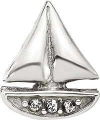 Sterling Silver Reflections Crystal Sailboat Bead