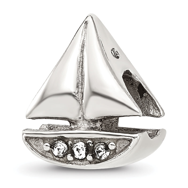 Sterling Silver Reflections Crystal Sailboat Bead