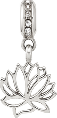 Sterling Silver Reflections Crystal Lotus Flower Dangle Bead