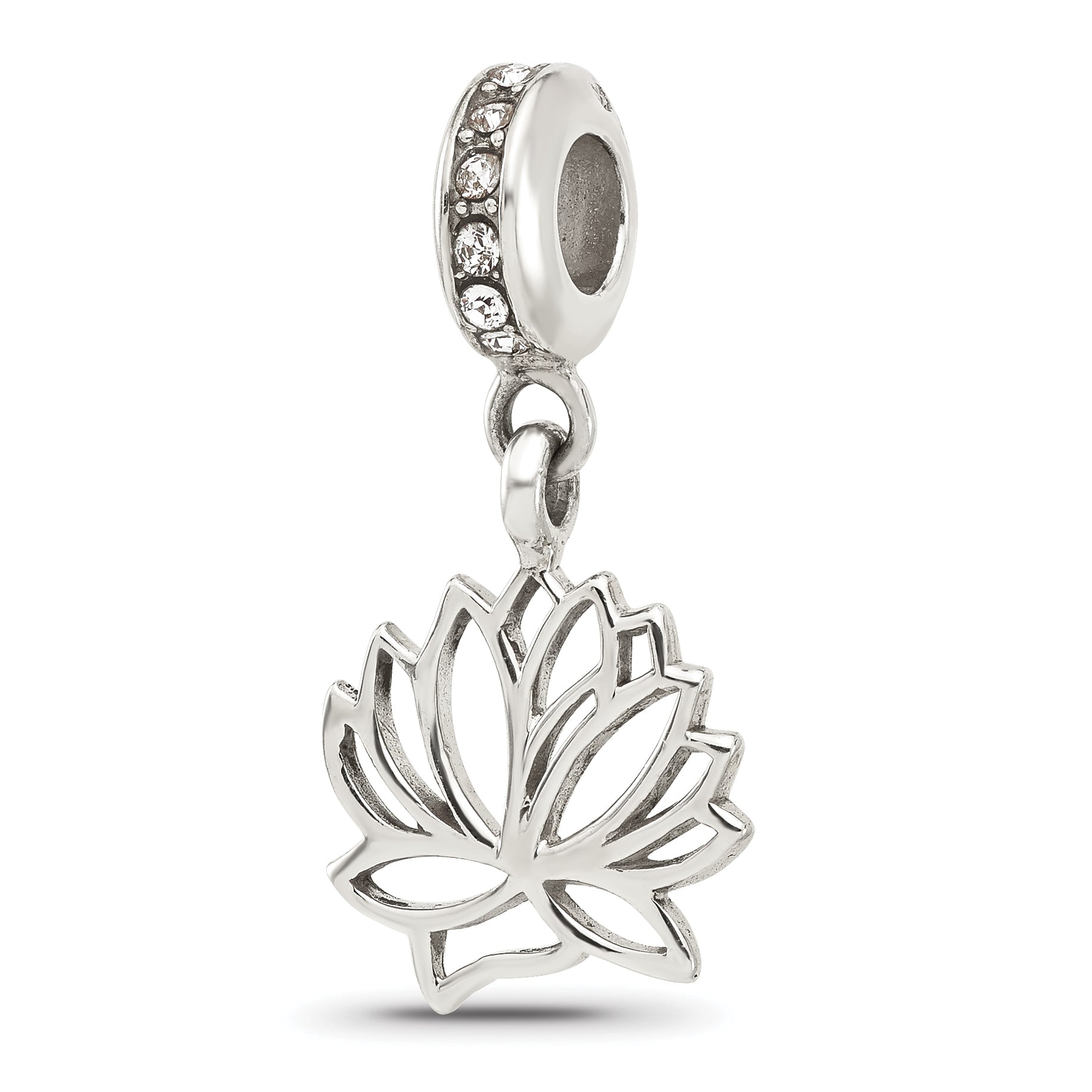 Sterling Silver Reflections Crystal Lotus Flower Dangle Bead