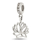 Sterling Silver Reflections Crystal Lotus Flower Dangle Bead