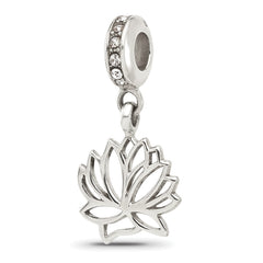 Sterling Silver Reflections Crystal Lotus Flower Dangle Bead