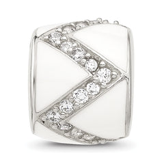 Sterling Silver Reflections White Enamel with CZ Design Bead