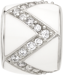 Sterling Silver Reflections White Enamel with CZ Design Bead