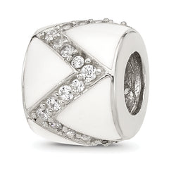 Sterling Silver Reflections White Enamel with CZ Design Bead