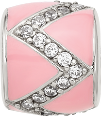 Sterling Silver Reflections Pink Enamel with CZ Design Bead