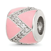 Sterling Silver Reflections Pink Enamel with CZ Design Bead
