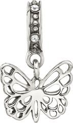 Sterling Silver Reflections Crystal Butterfly Dangle Bead