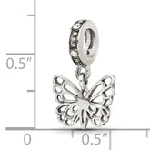 Sterling Silver Reflections Crystal Butterfly Dangle Bead