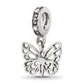Sterling Silver Reflections Crystal Butterfly Dangle Bead