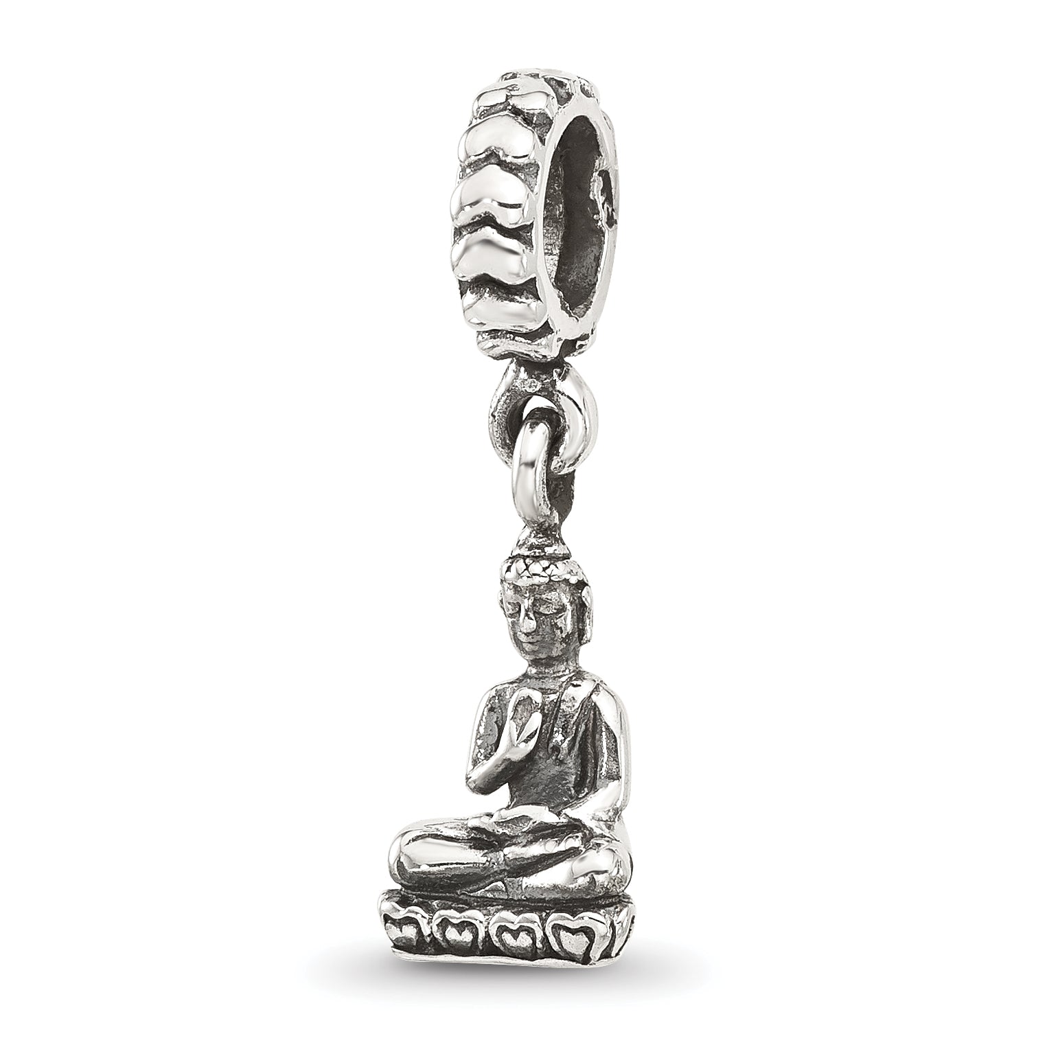Sterling Silver Reflections Antiqued Budda Dangle Bead