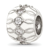 Sterling Silver Reflections White Enamel and CZ Fancy Bead
