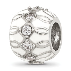 Sterling Silver Reflections White Enamel and CZ Fancy Bead