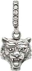 Sterling Silver Reflections Crystal Tiger Head Dangle Bead
