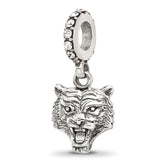 Sterling Silver Reflections Crystal Tiger Head Dangle Bead