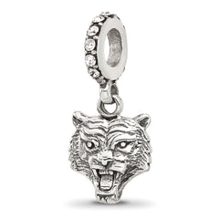 Sterling Silver Reflections Crystal Tiger Head Dangle Bead