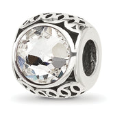 Sterling Silver Reflections Antiqued Clear Crystal Bead