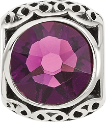 Sterling Silver Reflections Antiqued Purple Crystal Bead