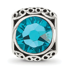 Sterling Silver Reflections Antiqued Teal Crystal Bead