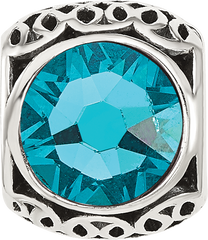 Sterling Silver Reflections Antiqued Teal Crystal Bead