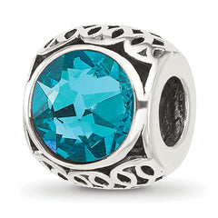 Sterling Silver Reflections Antiqued Teal Crystal Bead