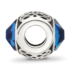 Sterling Silver Reflections Antiqued Blue Crystal Bead