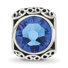 Sterling Silver Reflections Antiqued Blue Crystal Bead
