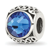 Sterling Silver Reflections Antiqued Blue Crystal Bead