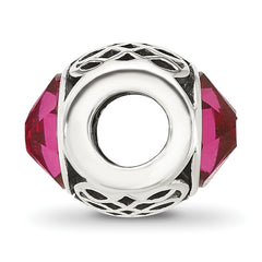 Sterling Silver Reflections Antiqued Dark Pink Crystal Bead