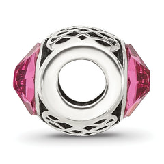 Sterling Silver Reflections Antiqued Pink Crystal Bead