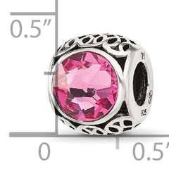 Sterling Silver Reflections Antiqued Pink Crystal Bead