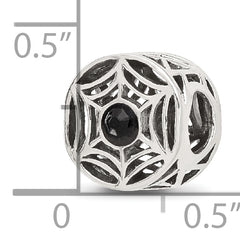 Sterling Silver Reflections Black Crystal Spider Web Bead