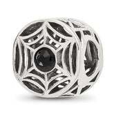 Sterling Silver Reflections Black Crystal Spider Web Bead