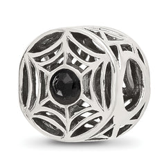Sterling Silver Reflections Black Crystal Spider Web Bead