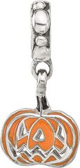 Sterling Silver Reflections Orange Enameled Pumpkin Dangle Bead