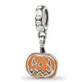 Sterling Silver Reflections Orange Enameled Pumpkin Dangle Bead