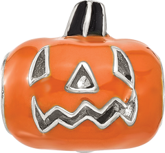 Sterling Silver Reflections Orange Enameled Pumpkin Bead
