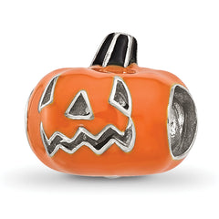 Sterling Silver Reflections Orange Enameled Pumpkin Bead