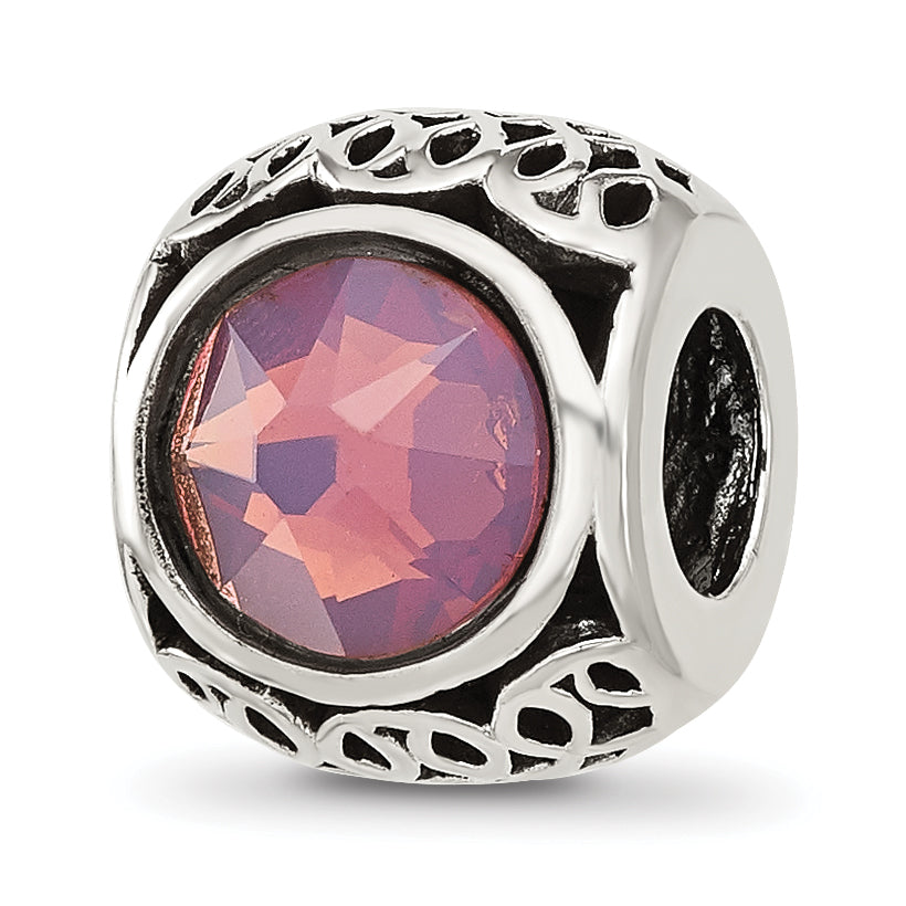 Sterling Silver Reflections Antiqued Purple Crystal Bead