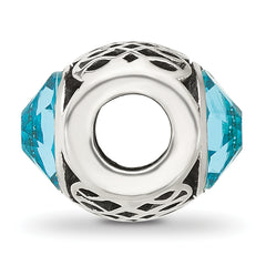 Sterling Silver Reflections Antiqued Light Blue Crystal Bead