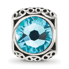 Sterling Silver Reflections Antiqued Light Blue Crystal Bead