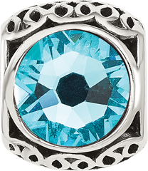 Sterling Silver Reflections Antiqued Light Blue Crystal Bead