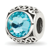 Sterling Silver Reflections Antiqued Light Blue Crystal Bead