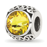 Sterling Silver Reflections Antiqued Yellow Crystal Bead